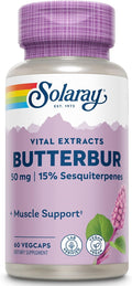 SOLARAY Butterbur Root Extract 50 mg Supplement for Men &amp Women - Powerful Herbal Support Vegan Butterbur Capsules - 60 Veg Caps