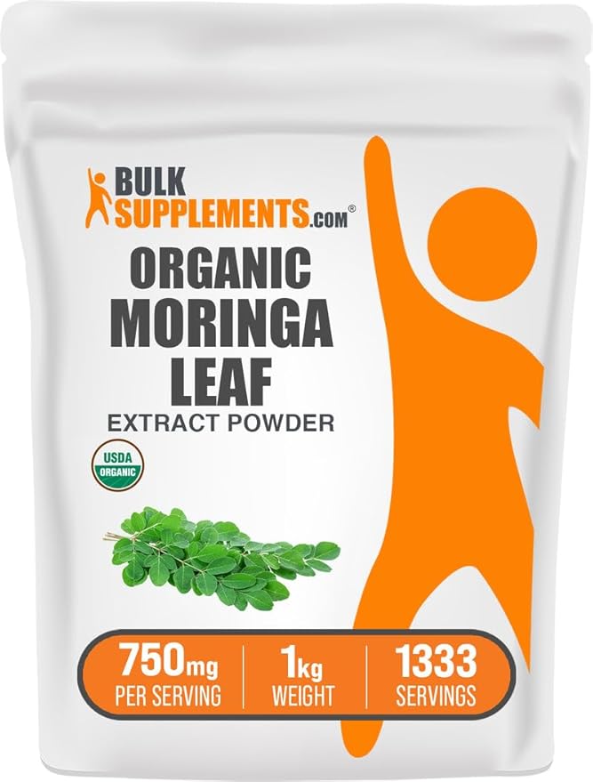 BulkSupplements.com Organic Moringa Extract Powder - Superfood Supplement from Moringa Oleifera - Vegan &amp Gluten Free 750mg per Serving 1kg (2.2 lbs) (Pack of 1)