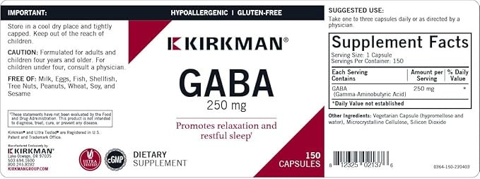 GABA 250 mg - Hypoallergenic  150 capsules