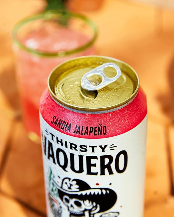 Thirsty Vaquero Variety Pack Mexican-inspired soda Real Fruit Juice &amp Savory Spices Organic Agave Low Calorie | Lime Salt &amp Chile Watermelon Jalapeno Mango Habanero (12-Pack | 16Oz Can