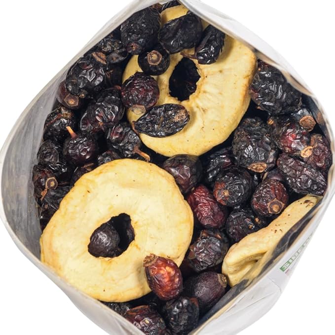 Siberian Dried Rose Hips Whole Seeds 1 kg (2.2 pounds) - Rosehips Herbal Tea Directly from Siberia Altai Mountains and Taiga with Apples slices as antioxidant