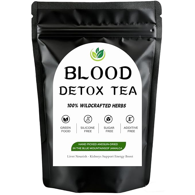Jamaican Garden Blood Detox Tea 100% Wildcrafted Herbs with Guaco Burdock Root Oregano Cinnamon Moringa Hand Picked and Sun-Dried in the Blue Mountains of Jamalca Gentle For Daily Use (1pcs)