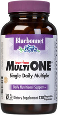 Bluebonnet Nutrition Multi One (Iron Free) Vegetable Capsules Complete Full Spectrum Multiple B Vitamins General Health Gluten Free Milk Free Kosher 120 Count