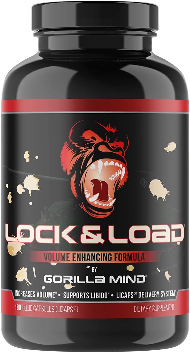 Gorilla Mind Lock &amp Load® - Semen Volume &amp Quality Support | Libido · Erection Quality · Pleasure | Sunflower Lecithin Pygeum L-Lysine | Licaps® Delivery | 180 Capsules