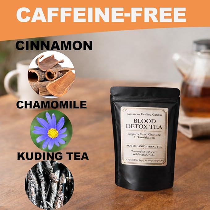 Jamaican Healing Garden Blood Detox Tea – 100% Wildcrafted Herbs for | Hand-Picked 4.33 oz (120g)