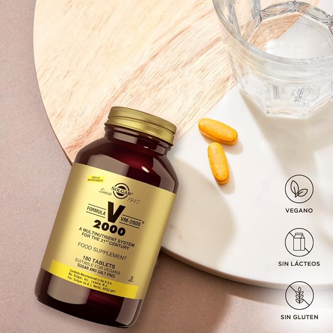 Solgar Formula VM-2000 (Multinutrient System) 180 Tablets - Premium Quality Multiple - Contains Zinc - Supports A Healthy Immune System - Vegan Dairy Free Kosher - 90 Servings