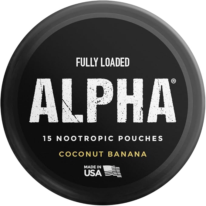 Fully Loaded Alpha Nootropic Pouches (Coconut Banana) - 5 Cans - 15 Pouches per can - Effective Nootropic Delivery Nic Pouch Replacement - Faster Absorption Alpha GPC L-Tyrosine GABA