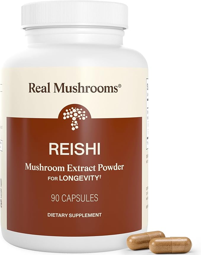 Real Mushrooms Reishi Mushroom Capsules - Handpicked Organic Mushroom Extracts - Red Reishi for Tranquil Daily Wellness with Verified Beta Glucans Vegan Non-GMO No Grain Fillers 90 ct