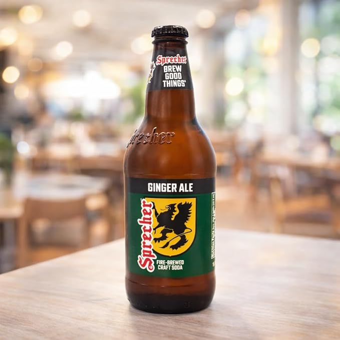 Sprecher Ginger Ale in 16 fl oz Glass Bottles (24 Pack) Fire Brewed Craft Glinger Soda with Real Honey Crisp Natural Ginger Flavor Naturally Flavored Gourmet Soft Drink