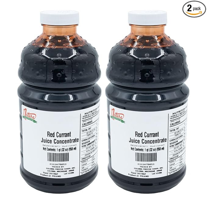 Nature Blessed 100% Pure Red Currant Fruit Juice Concentrate - 2 Quarts (2/32 fl oz bottles) Applications: Home Wine Making Brewing Distilling Hard Cider Smoothies or Jelly.