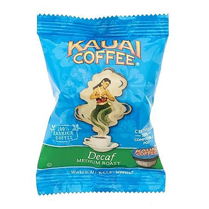 Kauai Coffee Pods Compatible with K-Cup Pods for Keurig Brewers – 20% Hawaiian Arabica – Medium Roast Rich Smooth No Bitterness – Decaf 1 Pack of 72 Single Serve Cups