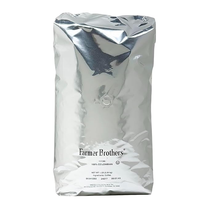 Farmer Brothers 100% Colombian Whole Bean Coffee – 5 lb Bag – Rainforest Alliance Certified Medium Roast – Bright &amp Sweet Single-Origin Arabica with Clean Finish – Fresh Premium Whole Bean Coffee