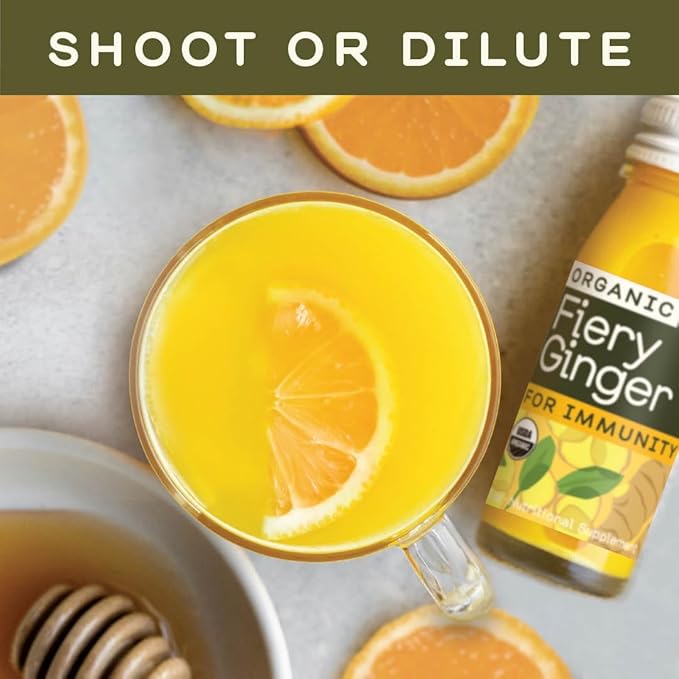 Greenhouse Juice Organic Fiery Ginger Wellness Shots 24-Count 60ml Glass Bottles | Vegan &amp Gluten-Free