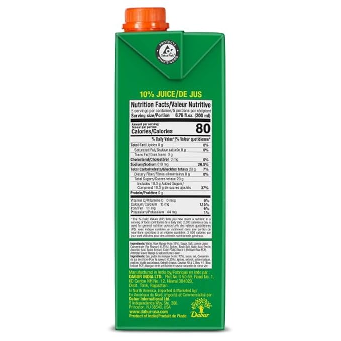 Dabur Real Green Mango/Aampanna Fruit (Cocktail/Mocktail) Juice Drink 1 Ltr [pack of 3]