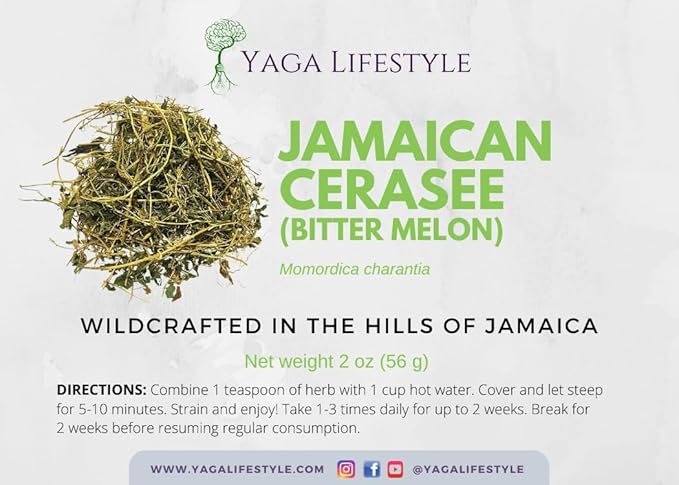 Cerasee Tea Organic Bitter Melon Momordica charantia Wildharvested in Jamaica by Yaga Lifestyle