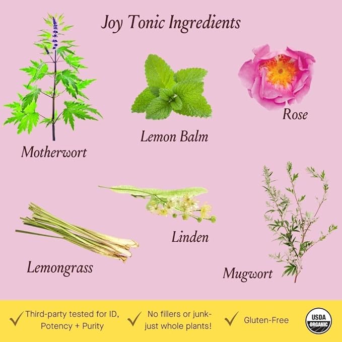 Urban Moonshine Joy Tonic - Fast-Acting Relief for Stress and Anxiety - Supports Nervous System - Natural Mood Support - Motherwort - Lemon Balm - Nervous System Support - Elevates Mood* - 2 Fl Oz