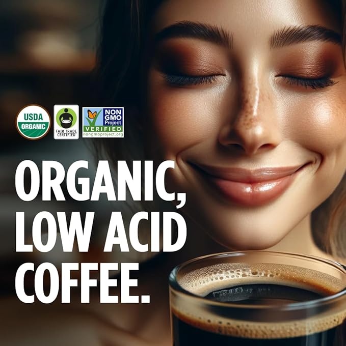 VitaCup Perfect Low Acid Coffee Ground USDA Organic &amp Fair Trade Mycotoxin Free Dark Roast Guatemala Single Origin Clean &amp Pure for Drip Coffee Brewers and French Press 3 bags 11oz each