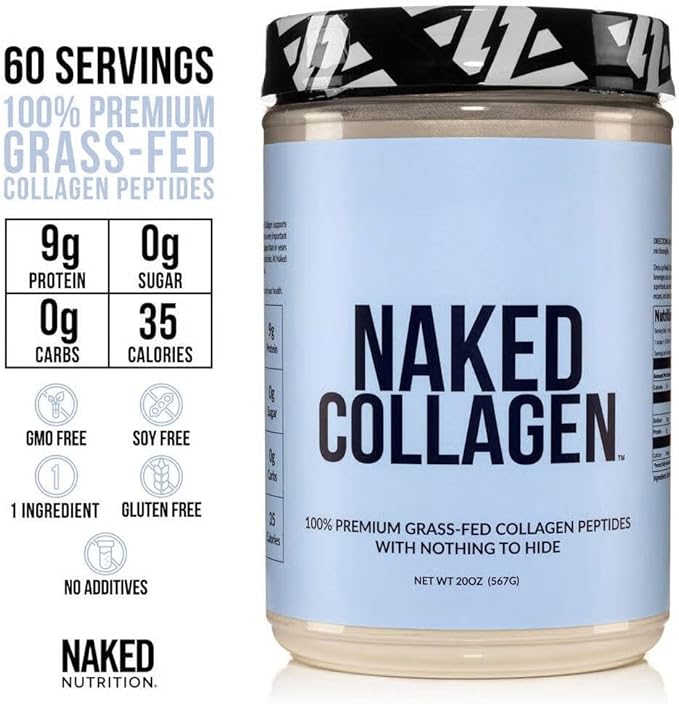 NAKED Collagen Coffee Creamer Vanilla 40 Servings + Collagen Peptides Protein Powder Unflavored 60 Servings Bundle: Non-GMO Keto Gluten-Free Paleo-Friendly Soy-Free.