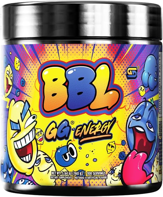 Gamer Supps GG Energy - BBL by Clooless (100 Servings) - Keto Friendly Gaming Energy and Nootropic Blend Sugar Free + Organic Caffeine + Vitamins + Immune Support Powder Drink