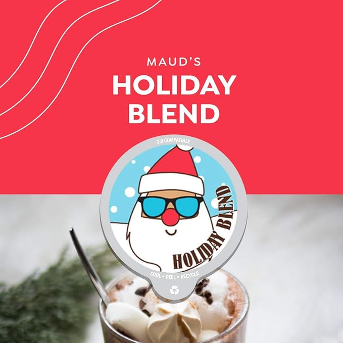 Maud's Holiday Blend Coffee Pods 40 ct Medium Roast Coffee in Single Serve Pods – 100% Arabica Coffee Compatible with Keurig K Cups Maker