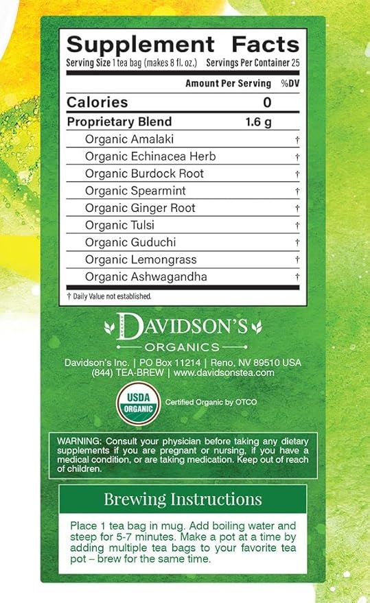 Davidson's Organics Ayurvedic Infusions Immunity 25-count Tea Bags Pack of 6