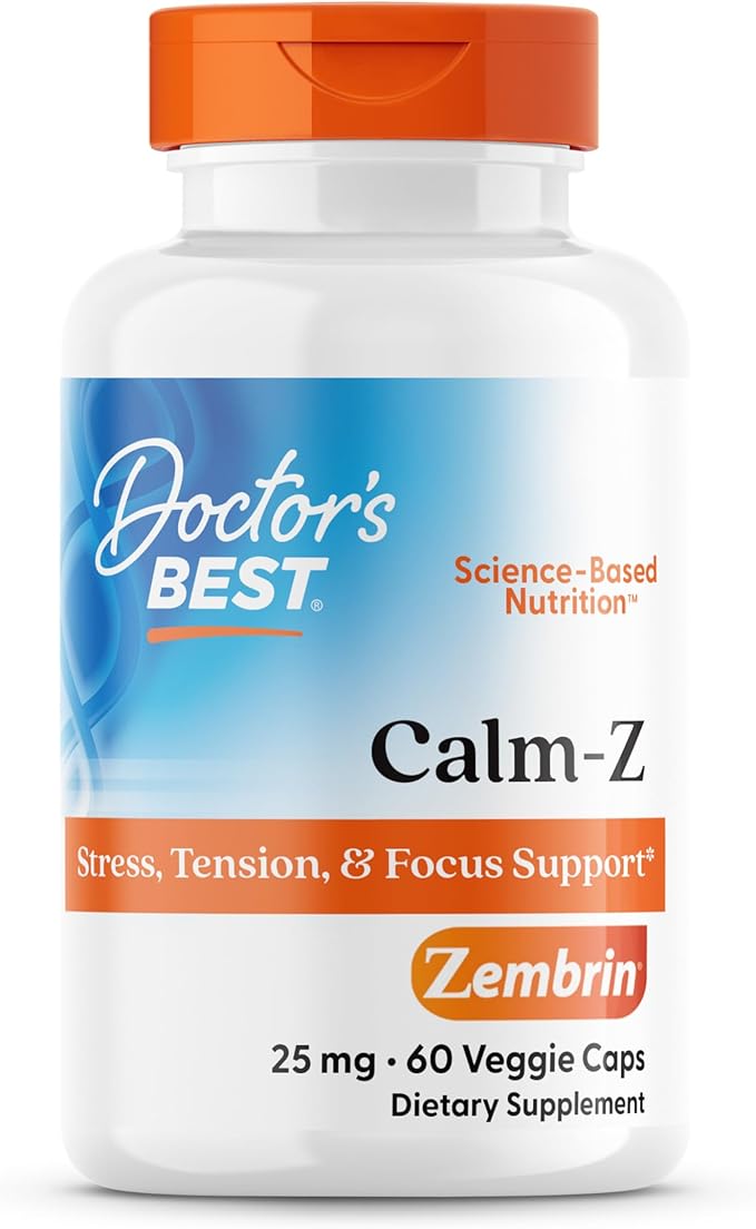 Doctor's Best Calm with Zembrin Stress &amp Mood Support 25mg Veggie Caps 60Count
