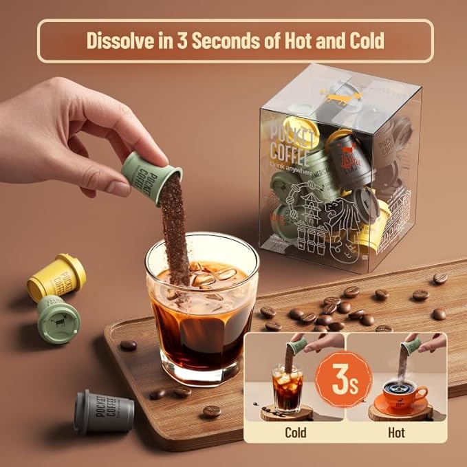CheerfulGoat Instant Cold Brew Coffee – Speciality Javy Coffee Extract 100% Arabica Freeze-Dried No Sugar No Additives Low Acid Healthy for Iced &amp Hot Coffee Singapore Coffee 30 Servings
