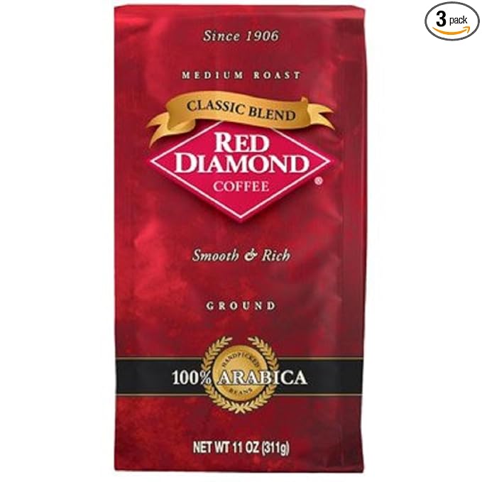 Red Diamond Classic Blend Ground Coffee 11oz Bag 3 - Pack