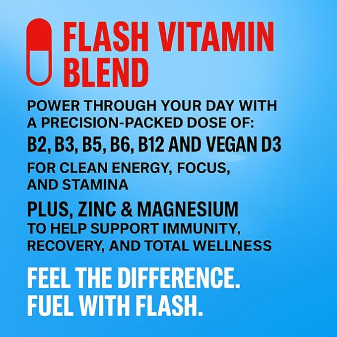 Flash Energy Drink | Elevate your Energy Focus and Performance | Natural | Non-GMO Vegan Gluten-Free Ingredients Organic Green Tea and Green Coffee Bean with 125 mg of Caffeine Enhanced with Es