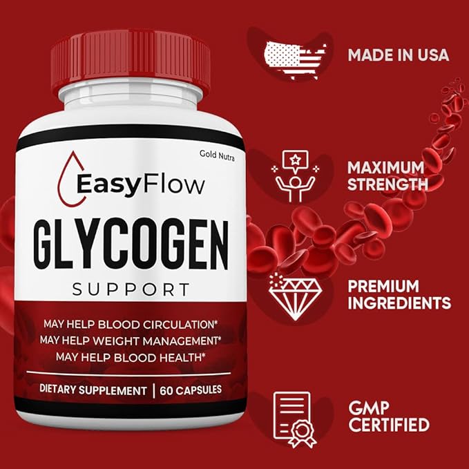 (2 Pack) EasyFlow Blood Support Capsules Easy Flow Glyco Pills Glyco Optimizer Capsules Glycogen Supplement 2 Months Supply