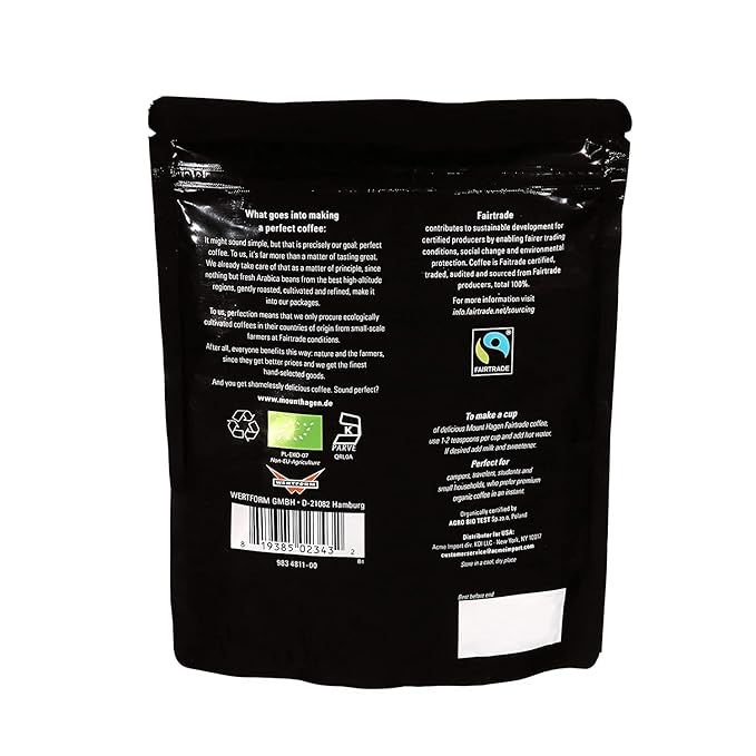 Mount Hagen Jar + Resealable Pouch Organic Freeze Dried Instant Coffee - Combo Pack | Eco-friendly Fair-Trade Medium Roast Arabica Beans [3.53oz Jar + 7.05oz Resealable Pouch]