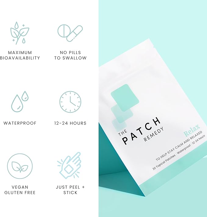 The Patch Remedy Relax &amp Magnesium Glycinate Kit - with Ashwagandha L-Theanine and Rhodiola Rosea | Patches with Minerals