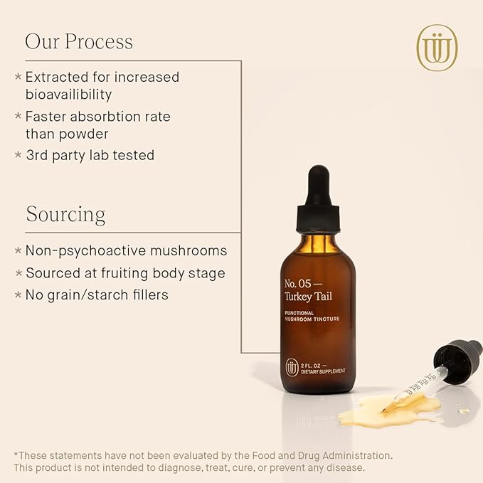 Turkey Tail Mushroom Extract - Double Extracted Fruitbody Mushroom Tincture | Immunity Booster Manages Inflammation Soothes Aches Healthy Digestive Function Antioxidants (60 Servings)