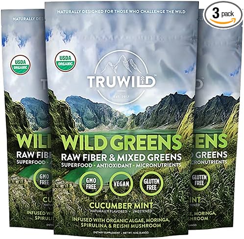TruWild Greens Superfood Juice Powder with 22+ Greens &amp Anti-Oxidants Natural Immune Stress Digestion Support Powder 90 Servings 3 Pack