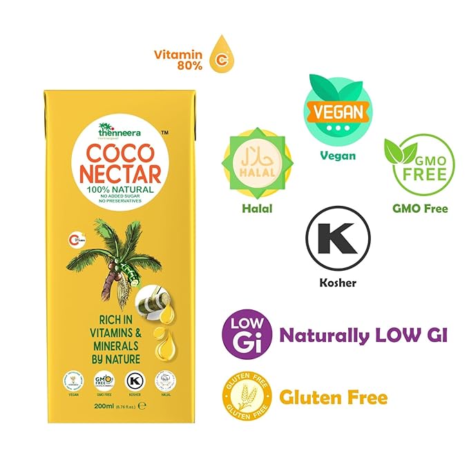 COCO (Coconut) NECTAR - 100% Natural &amp Pure | By Nature Gluten-Free Non-GMO and Vegan | Feel Energized | Kosher| Halal | Natural Wellness Beverage (12 Pack)