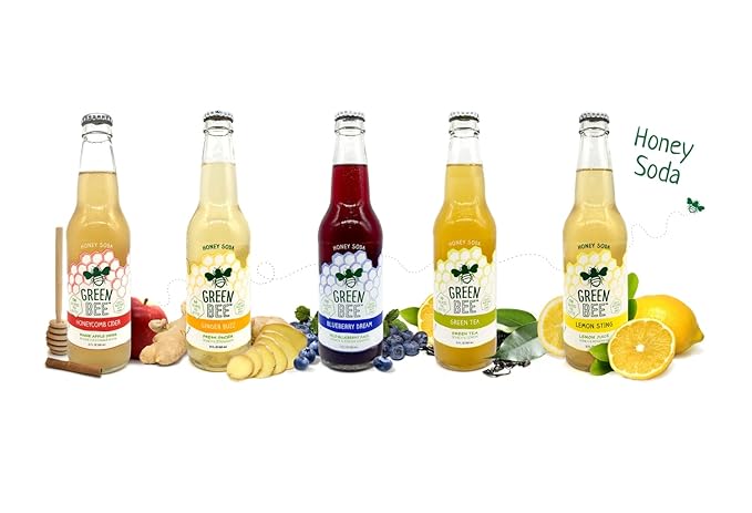 Green Bee Honey Sweetened Soda - Case of 12 (Honeycomb Cider)