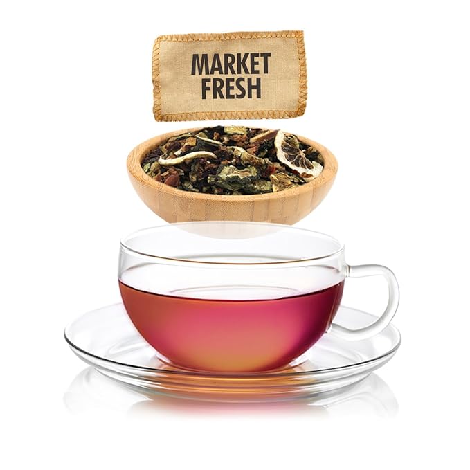Market Fresh Herbal Loose Leaf Tea Pouches - 16oz | Vitamin Rich Fruit and Vegetable Inspired Blend | Nutritious Refreshing Herbal Infusion | English Tea Store Herbal Tea for Everyday Wellness