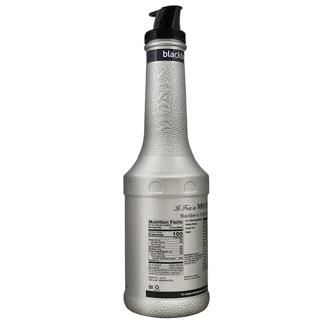 Monin - Blackberry Purée | Premium Purée for Cocktails Smoothies &amp More | Clean Label with No Artificial Flavors No Artificial Preservatives (BPA-Free Plastic Bottle 1 Liter)