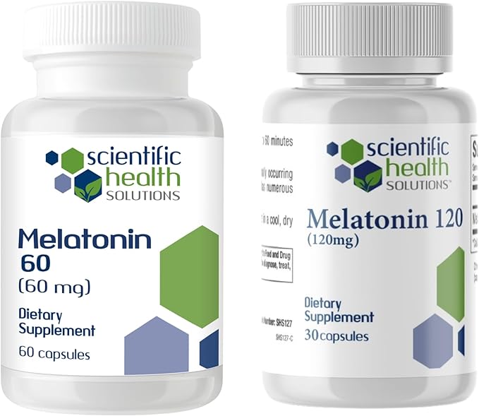 Melatonin Bundle | 60mg &amp 120mg High Dosage Capsules | Easy-to-Swallow Vegan Non-GMO Gluten-Free | Made in USA for Enhanced Sleep and Restful Nights