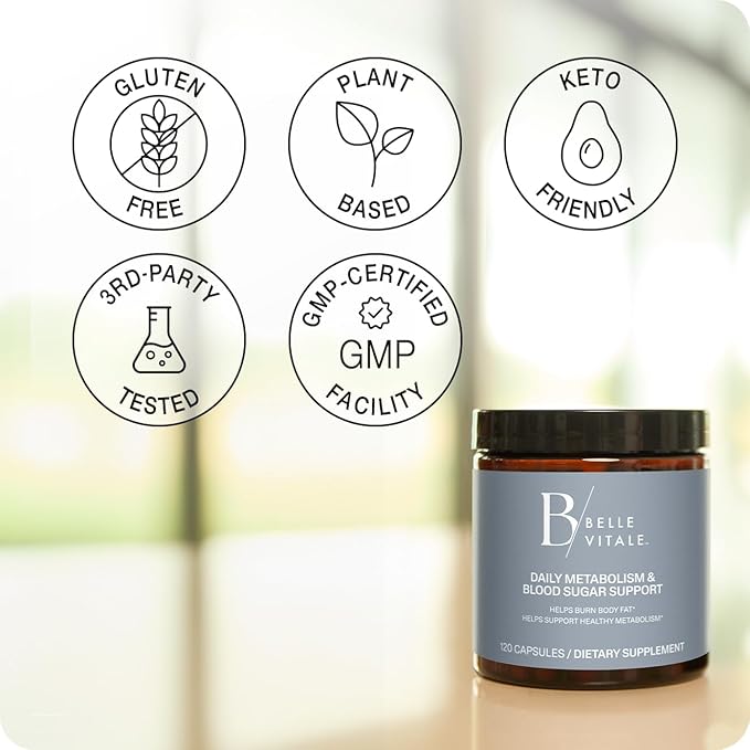 BODi Belle Vitale Daily Metabolism Support – Helps Support Healthy Weight &amp Fat Metabolism with Sinetrol Chromax &amp Reducose 120 Capsules