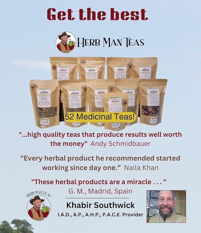 NERVE REPAIR TEA with Lions Mane Mushrooms for tremors &amp nerve damage formulated by master herbalist Khabir – 100% Organic Non-GMO no additives