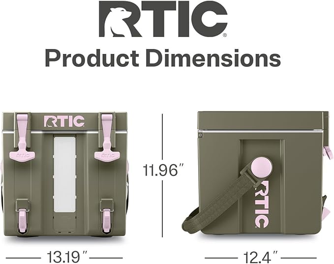 RTIC Halftime Water Cooler 3 Gallon Portable Carrier Container Drink Beverage Dispenser Stackable with 2 Taps Bottleless BPA-Free for Sports Camping BBQ Parties Picnic Olive/Pale Pink
