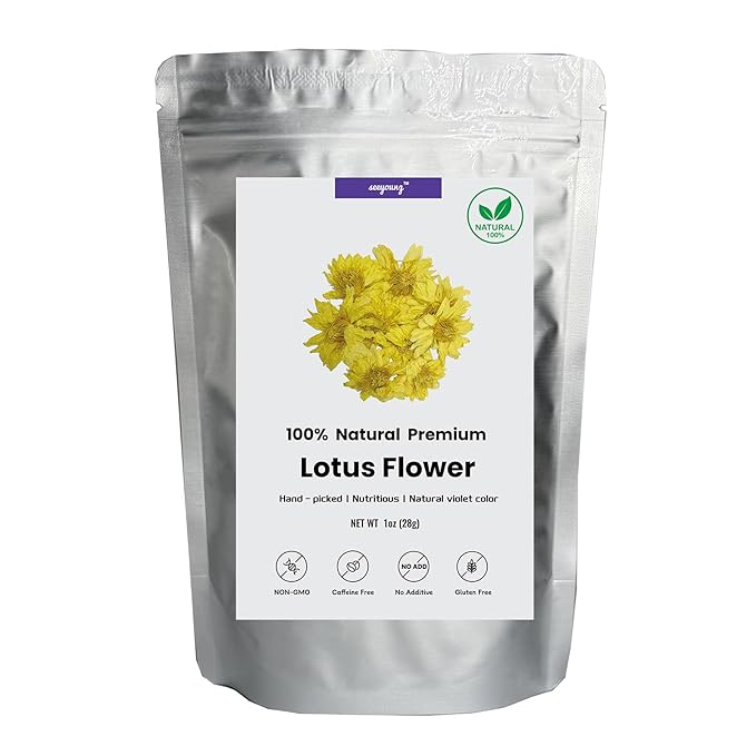 Premium Perfume Lotus Dried Natural Flowers Tea Whole Flower | Non GMO Caffeine-free | 1oz(28g)