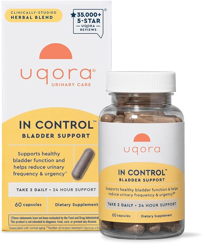 Uqora in Control Bladder Support - Daily Bladder Care &amp Support for Urinary Comfort - Made with botanicals Like Horsetail &amp Spicebush - Gluten-Free &amp Vegetarian - 60 Capsules