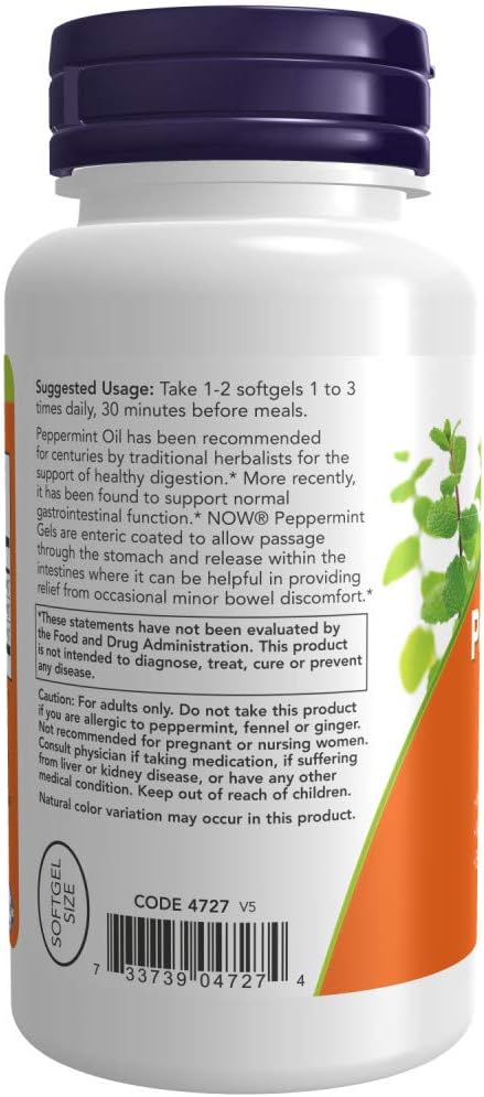 Now Foods Peppermint Gels with Ginger &amp Fennel Oils 90 Softgels (Pack of 2)
