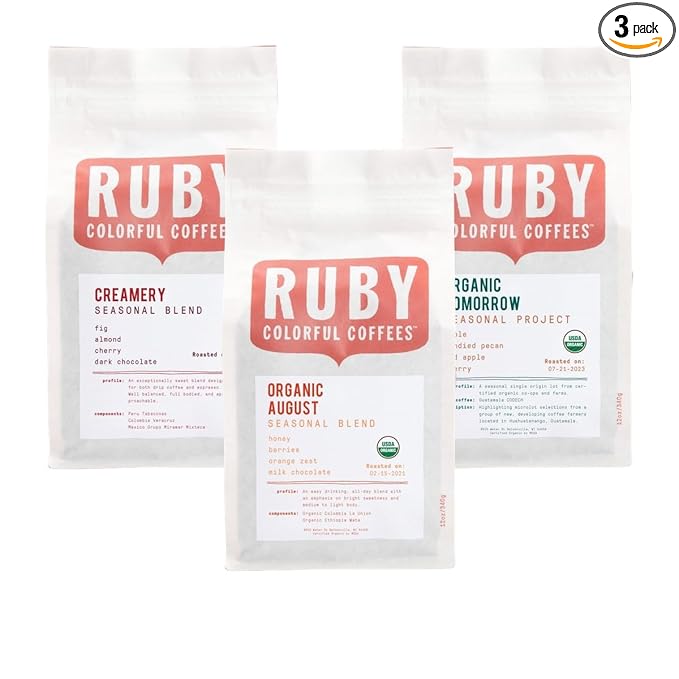 Bean Box Sampler - Roasted by Ruby Roasters 3-Pack Freshly Ground Coffee Gourmet Coffee
