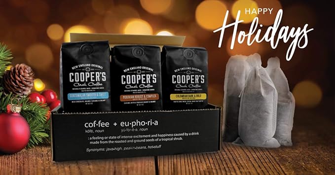 Cold Brew Coffee Box Set - 1.5lbs - Medium Roast Colombian Peruvian Guatemalan Ground Coarse - and 6 Filter Bags Included - Ground Coarse for cold brew
