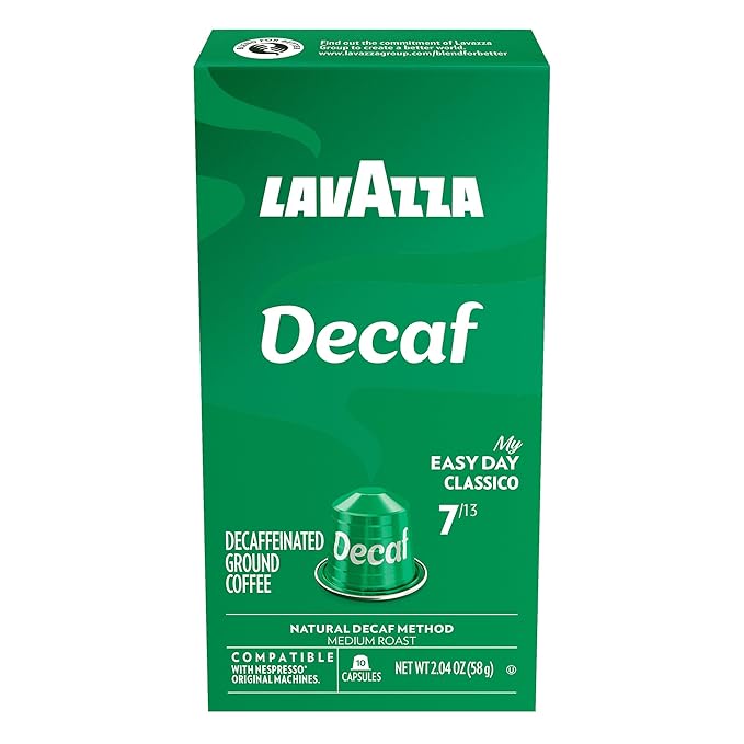 Lavazza Decaf Aluminum Capsules Compatible with Nespresso* Original Machines Medium Roast (10 Capsules)