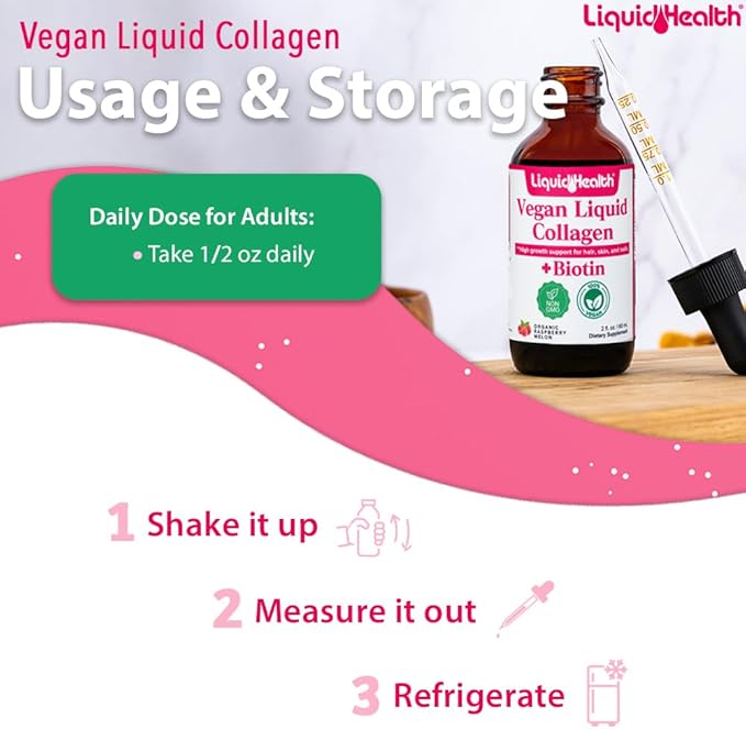 LIQUIDHEALTH Vegan Liquid Collagen Plus Biotin &amp Liquid Chlorophyll Dropper Bundle - Hair &amp Nail Growth Skin Health Internal Deodorizer Stops Bad Breath Reduces Appetite - USA Made Vegan