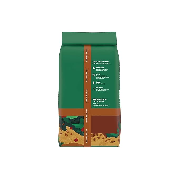 Starbucks Ground Coffee Medium Roast Hot or Iced Coffee Decaf House Blend Six 12 oz Bags